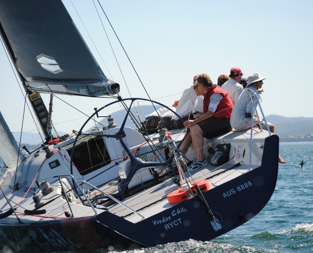 Andrew Hunn at the helm of Voodoo Chile - Crown Series Bellerive Regatta 2012 © Rob Cruse